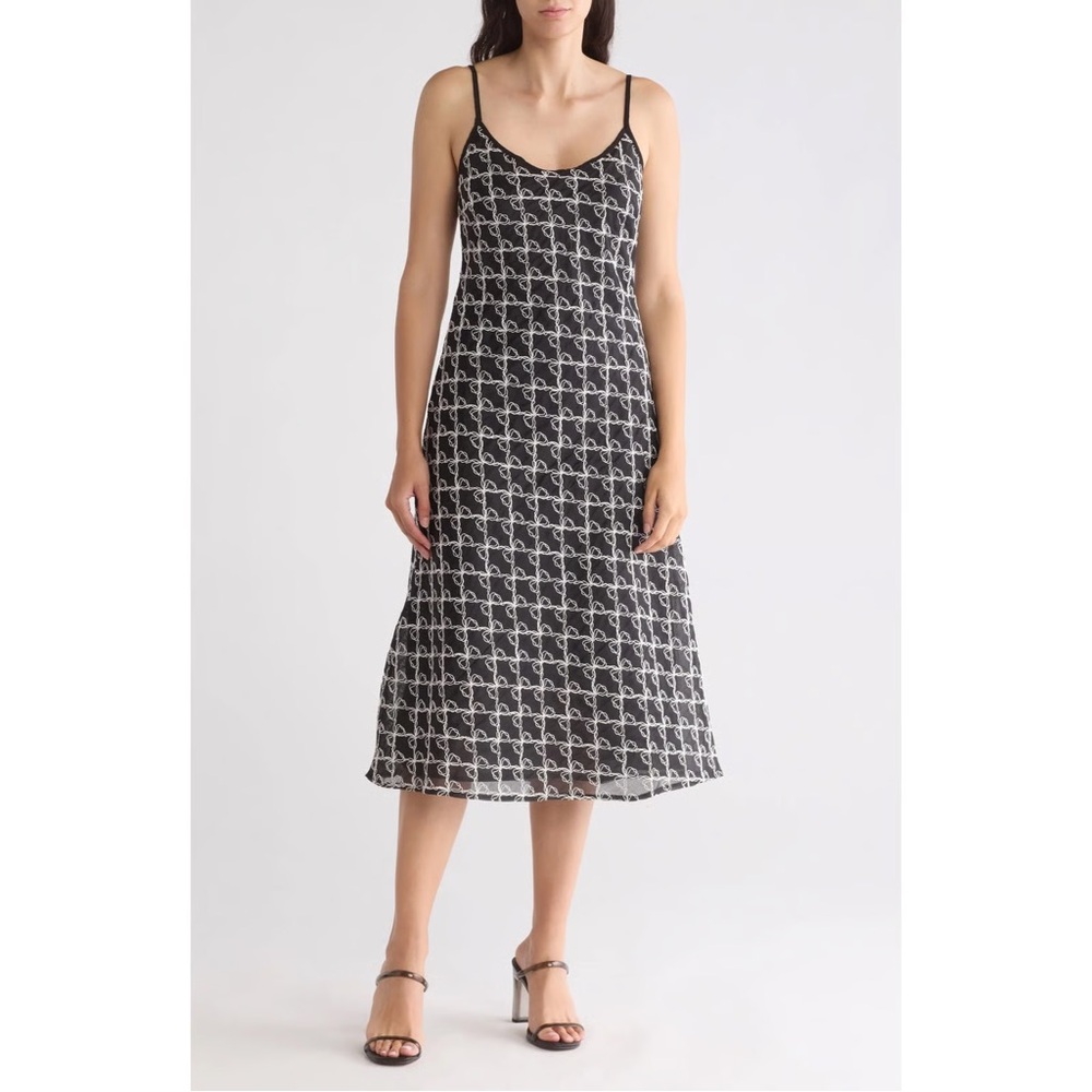 LISA SAYS GAH SOFIA BOW SHEER PARTY MIDI DRESS- 
SIZE XS/S